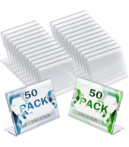 Porta Etichette Trasparenti | 50 Pezzi 4x2 Cm | Supporti In Acrilico Per Nomi E Informazioni | Per Ufficio E Negozio - Foto 9