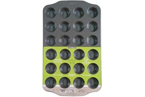 casaWare Mini Muffin Pan 24 Cup Ceramic Coated Non-Stick (Silver Granite)