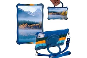 Sfulatdc Silicone Tablet Case 360 Rotating Kickstand/Handle and Shoulder Strap Stylus Pen Lightweight Soft Cover Compatible w