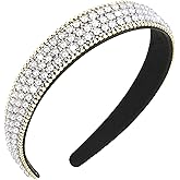 Amariver Rhinestone Headband Silver Pearl Headband Sparkly Headbands for Women Crystal Bling Hair Band Glitter Head Band Fashion Hair Accessories for Women Girls