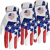 Amy Sport Golf Gloves Men Right Handed Golfer Left Hand Leather with Ball Marker Value 3 Pack, Color Leather Glove All Weather Grip Comfortable, Fit Size Small Medium Large XL