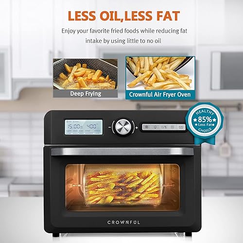CROWNFUL 19 Quart Air Fryer Toaster Oven, Convection Roaster with