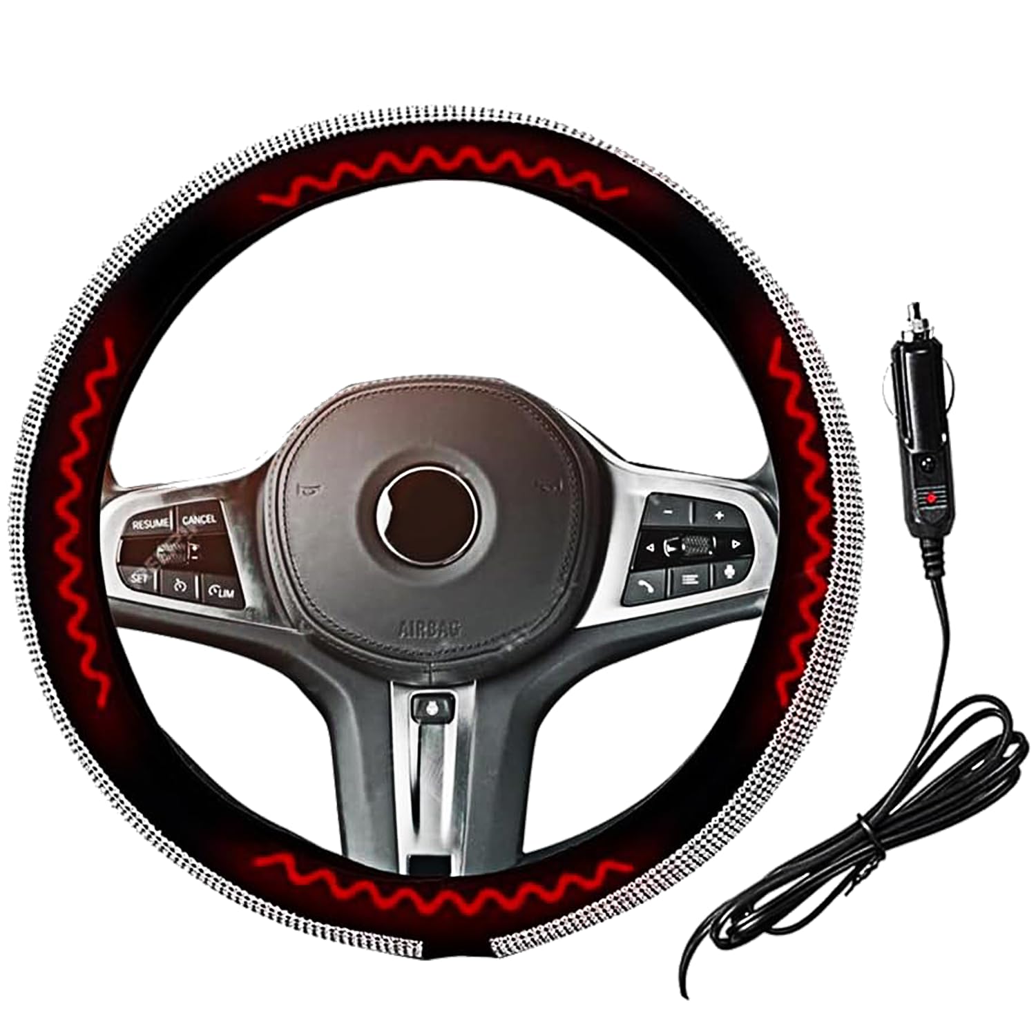Photo 1 of Zento Heated Steering Wheel Warmer - Upgraded Auto Hand Warmer for Winter - 12V Plug-in (Bling Heated Steering Wheel Cover - 1 Pack)