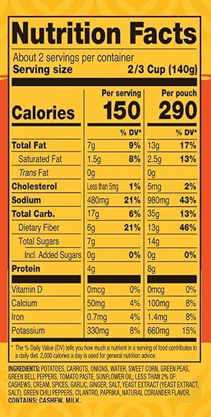 TASTY BITE VEGETABLE TIKKA MASALA, 10 OUNCE, PACK OF 6, READY TO EAT, MICROWAVABLE ENTREE, VEGETABLES SIMMERED WITH CASHEWS (PACKAGING MAY VARY)