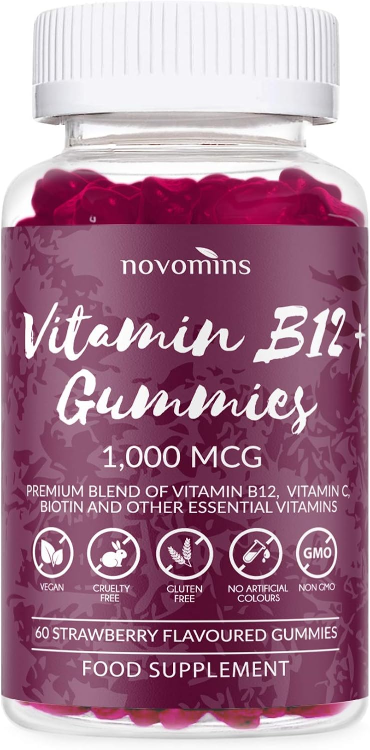 Vitamin B12 Gummies, 1000 mcg High Strength B12 Gummies, Enriched with Vitamin C, B1, B2, B6, & Biotin, 1 Month Supply
