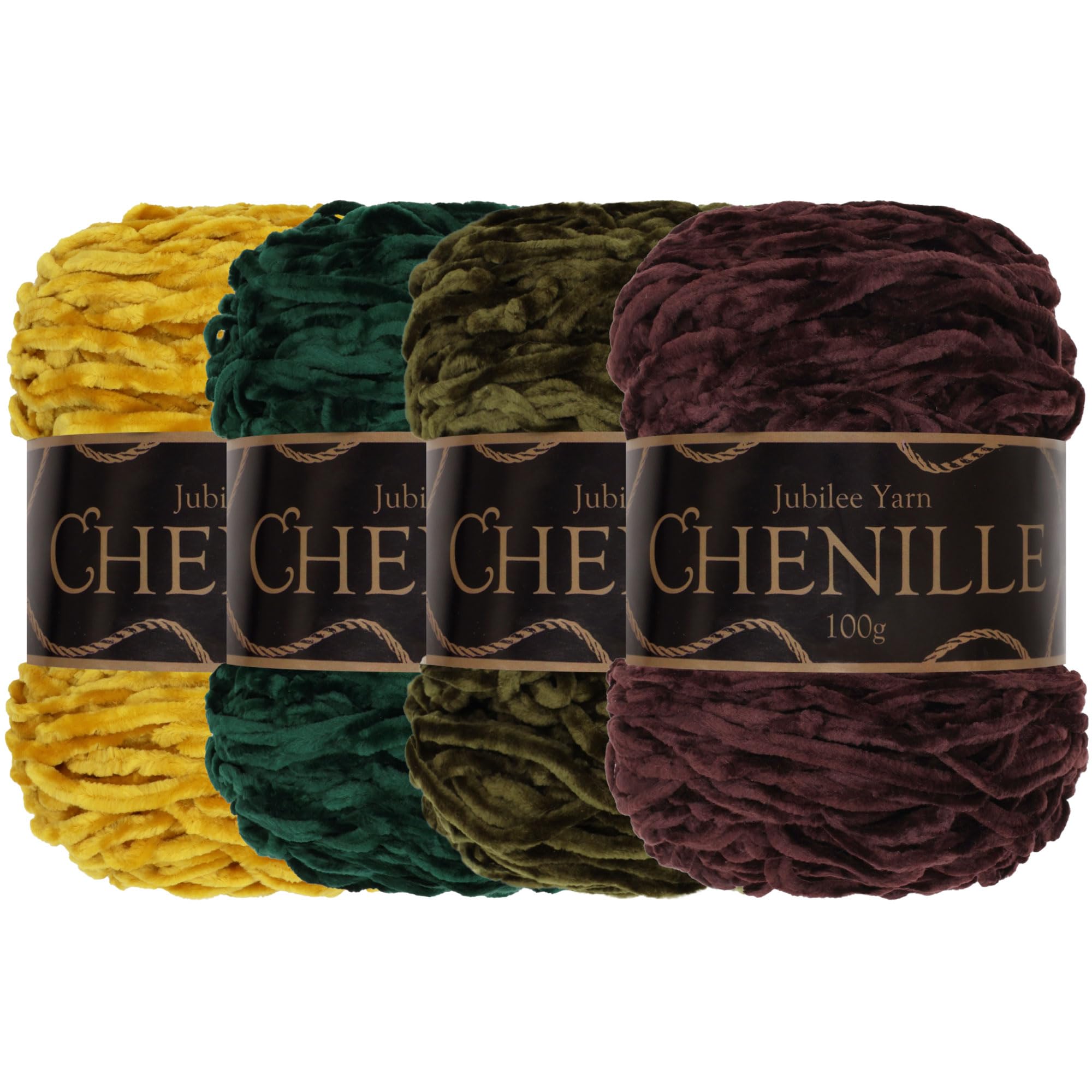 JubileeYarn Chenille Yarn - Worsted Weight - 100g/cake - Natural Tones - 4 Cakes