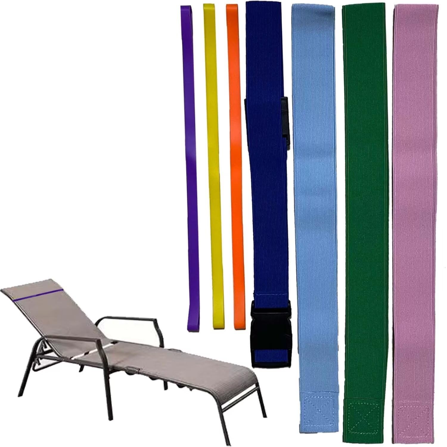 Towel Bands 7 Pack Elastic Beach Towel Clip Band for Beach Lounge Pool Cruise Chair Accessories Summer Beach Chair Bands Polyester Silicone Bands Outdoor Packing Towel Strap Holder 12 Inch