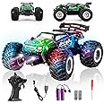 Drefirsa 1:18 Remote Control Truck for Boys Age 6-12, 2WD All Terrian Remote Control Monster Truck with Colorful Bodylight, Headlight and High Torque Motor, Toy for Boys Age 6-12