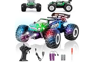Drefirsa 1:18 Remote Control Car for Boys Age 4-7 8-12, 20Mph All Terrian Remote Control Monster Truck with Colorful Bodylight, Headlight, High Torque Motor, Truck Toy for Boy Age 4-12 Birthday Gift
