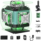 16 Line Laser Level 360 Self Leveling, 4x360° Professional 4D Green Cross Line Laser Level for Construction and Picture Hangi