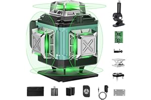 16 Line Laser Level 360 Self Leveling, 4x360° Professional 4D Green Cross Line Laser Level for Construction and Picture Hangi