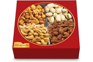 SIMPLE ORCHARDS Nuts gift Basket of Cravings Gourmet Nuts Collection, Premium Mixed Nut Gift Box, 4 Sectional.