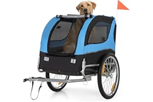 Giantex Dog Bike Trailer Pet Stroller, Small Medium Dog Bicycle Trailer Carrier Wagon, 20" Large Wheels, 3 Doors, 2 Windows, 