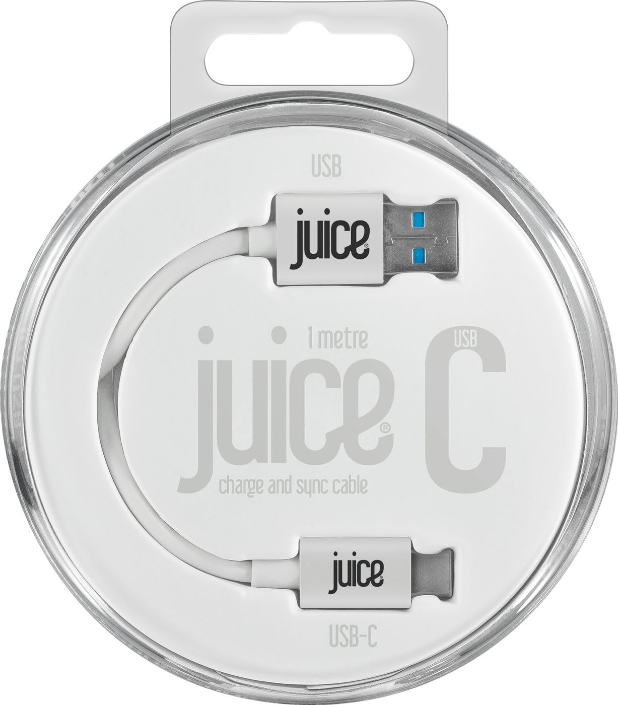 Juice USB Type C Charge and Sync Cable, Huawei, Samsung, Macbook Pro, 1m, White, 1 m