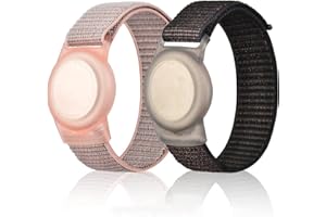 JOIXXV 2 Pack Wristband for Airtag Kids, GPS Bracelet for Kids Compatible with Apple Air Tag, Nylon Watch Band Tracker Case Strap Holder Accessories for Toddler Child Adult, Adjustable Anti-Lost(PinkBlack)