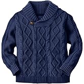 PASLTER Boys Girls Pullover Sweater Shawl Collar Cable Knit Fall Winter Sweaters