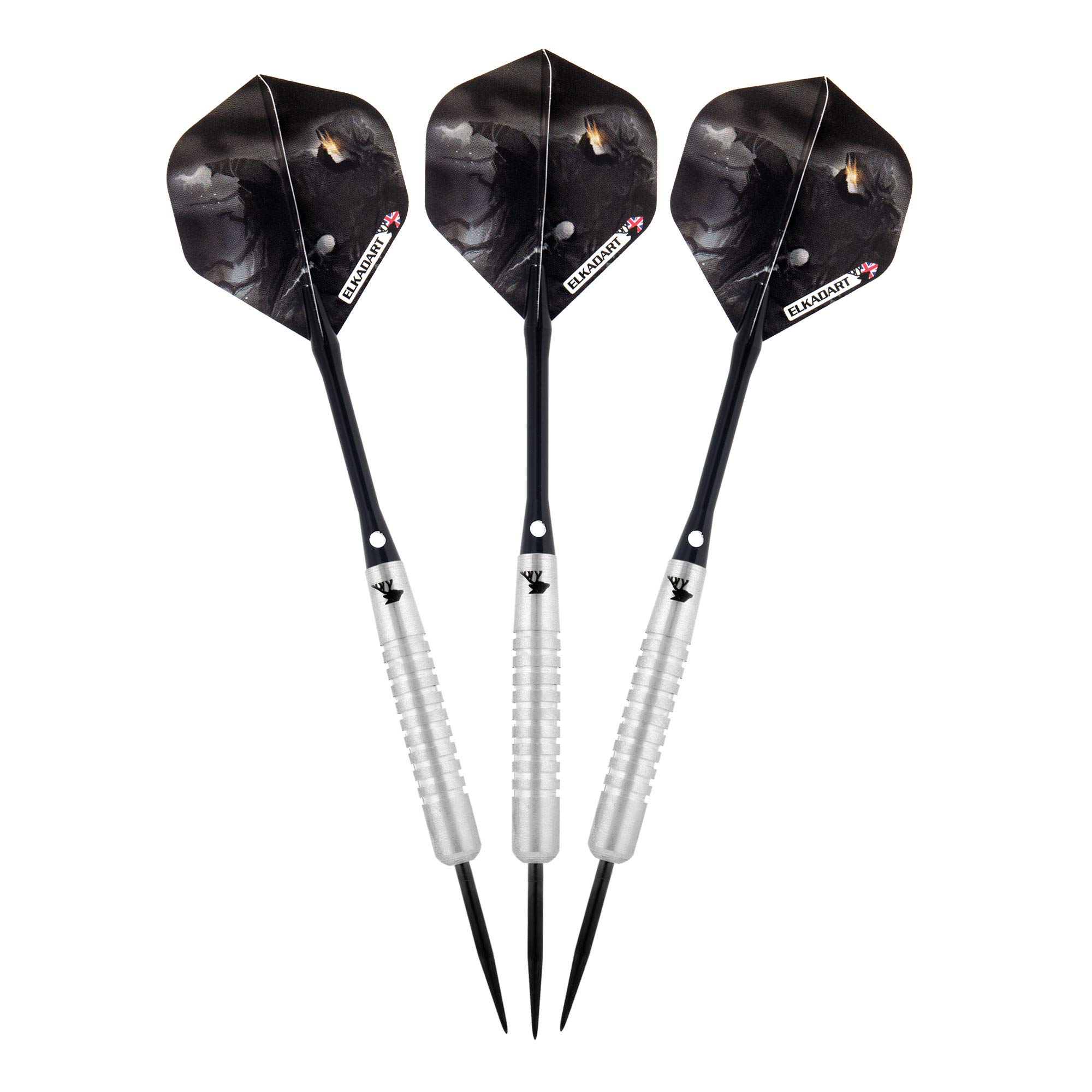 Elkadart unisex adult Wizard 80 Tungsten Steel Tip Darts with Storage Travel Case 22 Grams, Silver, 22g US