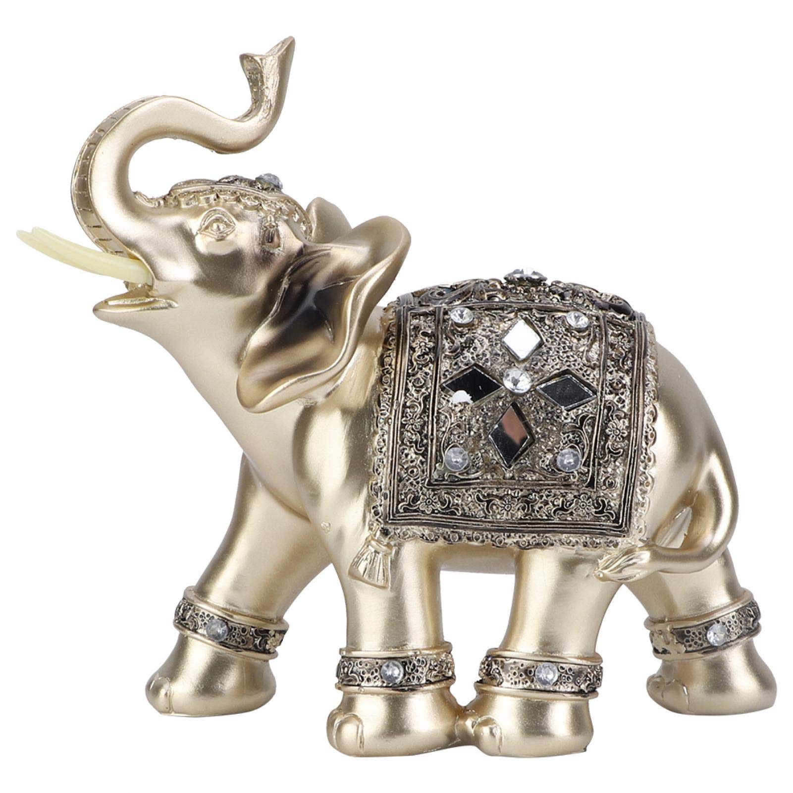 Hapivida Elephant Statue Ornament Feng Shui Elephant Figurine with Trunk Facing Upwards Collectible Lucky Home Office Decor Gift(Medium)
