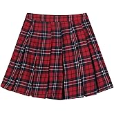 WDIRARA Women's Plaid High Waist Pleated Skater A Line Uniform Mini Skirt