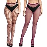 Benefeet Sox Womens Fishnet Tights Gothic Fishnet Stockings Sexy High Waist Fishnets Girls Sheer Mesh Pantyhose 2 Pairs