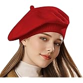 Lanzom Womens Winter Beret Hat Knitted Beanie Cap Autumn Winter Hat French Classic Beret Hat