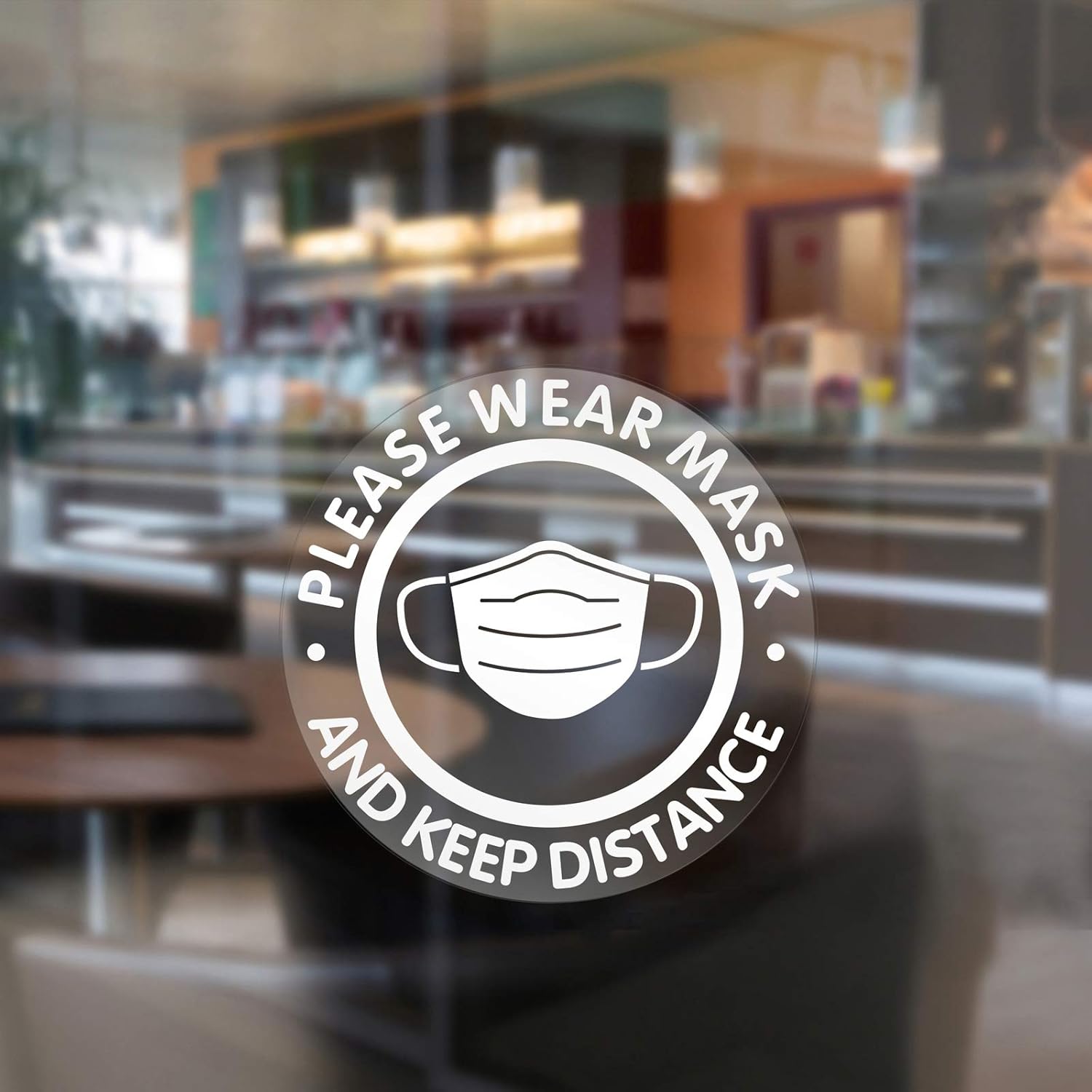 2 Pack Safety Sign Window Decal of PLEASE WEAR MASK AND KEEP DISTANCE