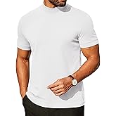 COOFANDY Mens Mock Turtleneck Shirts Casual Premium Cotton Short Sleeve Shirt Basic Half Neck T-Shirts