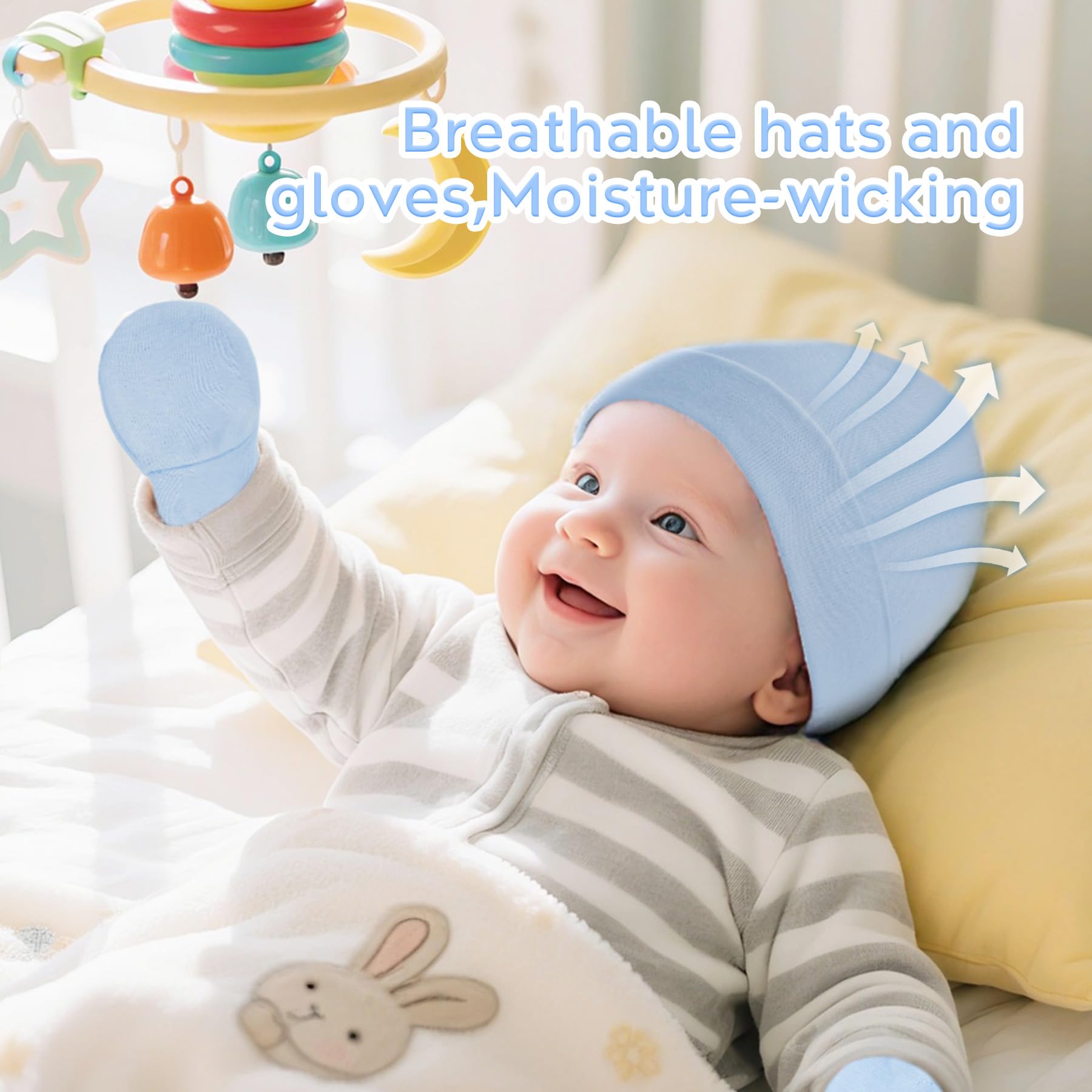 Zando Baby Hats and Mittens Newborn Hospital Hat Essentials Warm Knit Beanie Safety Anti-Scratch for Boys Girls 0-6M