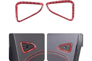 Daeiclru 2Pcs Real Carbon Fiber Car Door Speaker Frame Trim Sticker Compatible with Corvette C8 Stingray Z06 Z51 2020-2023, Car Speaker Cover Trim Accessories (Red)
