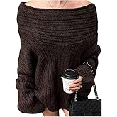 MakeMeChic Women's Off The Shoulder Sweater Oversized Long Sleeve Knit Pullover Tops