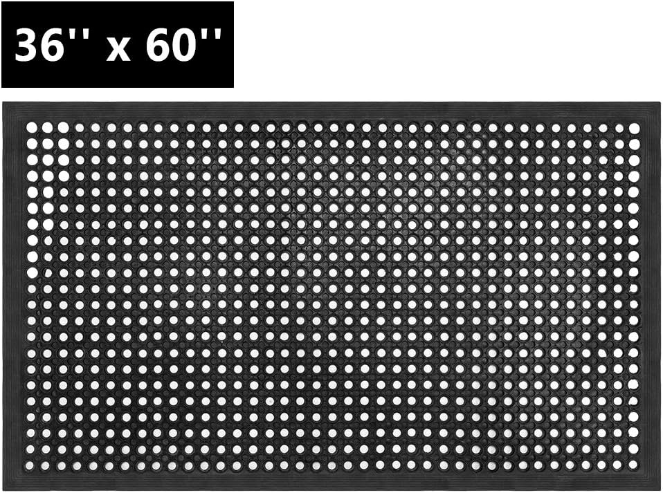 ROVSUN Rubber Floor Mat, 36''x60'' Anti-Fatigue/Non-Slip Drainage Mat, for Industrial Kitchen Restaurant Bar Bathroom, Indoor/Outdoor Cushion: Home & Kitchen