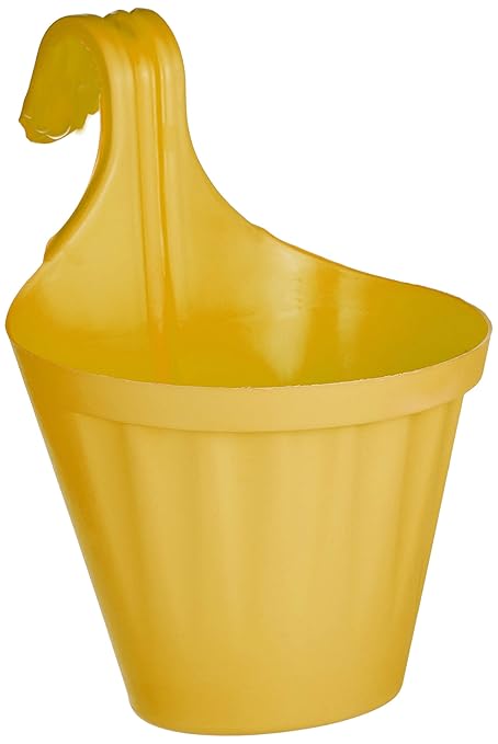 GARDENS NEED 100 Percent Virgin Plastic New ISmart Pot | Set of 5 Hanging Planter, (25cm x 21cm x 28cm, Yellow)