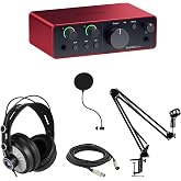 Focusrite Scarlett Solo 4th Gen USB Audio Interface with StreamEye Cans50 Headphones, Boom Arm, Microphone Pop Filter and XLR Cable