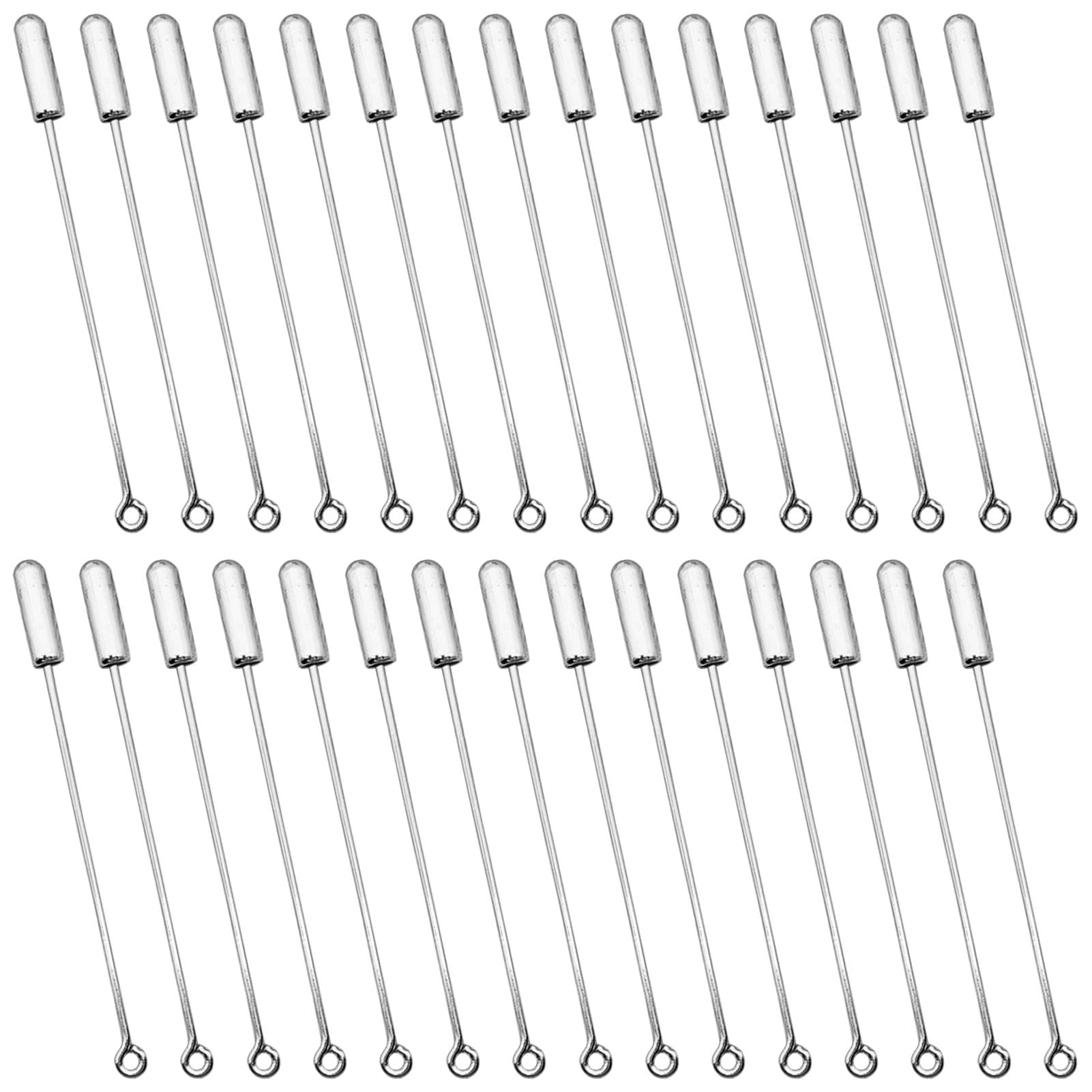60pcs Brooch Safety Pins for Jewelry Making,Metal Stick Pin Brooch Safety Pins Needle Eye Pin with Stopper Ends for DIY Costume,Suit Tie Hat pin,Jewelry Making Accessories(Silver)