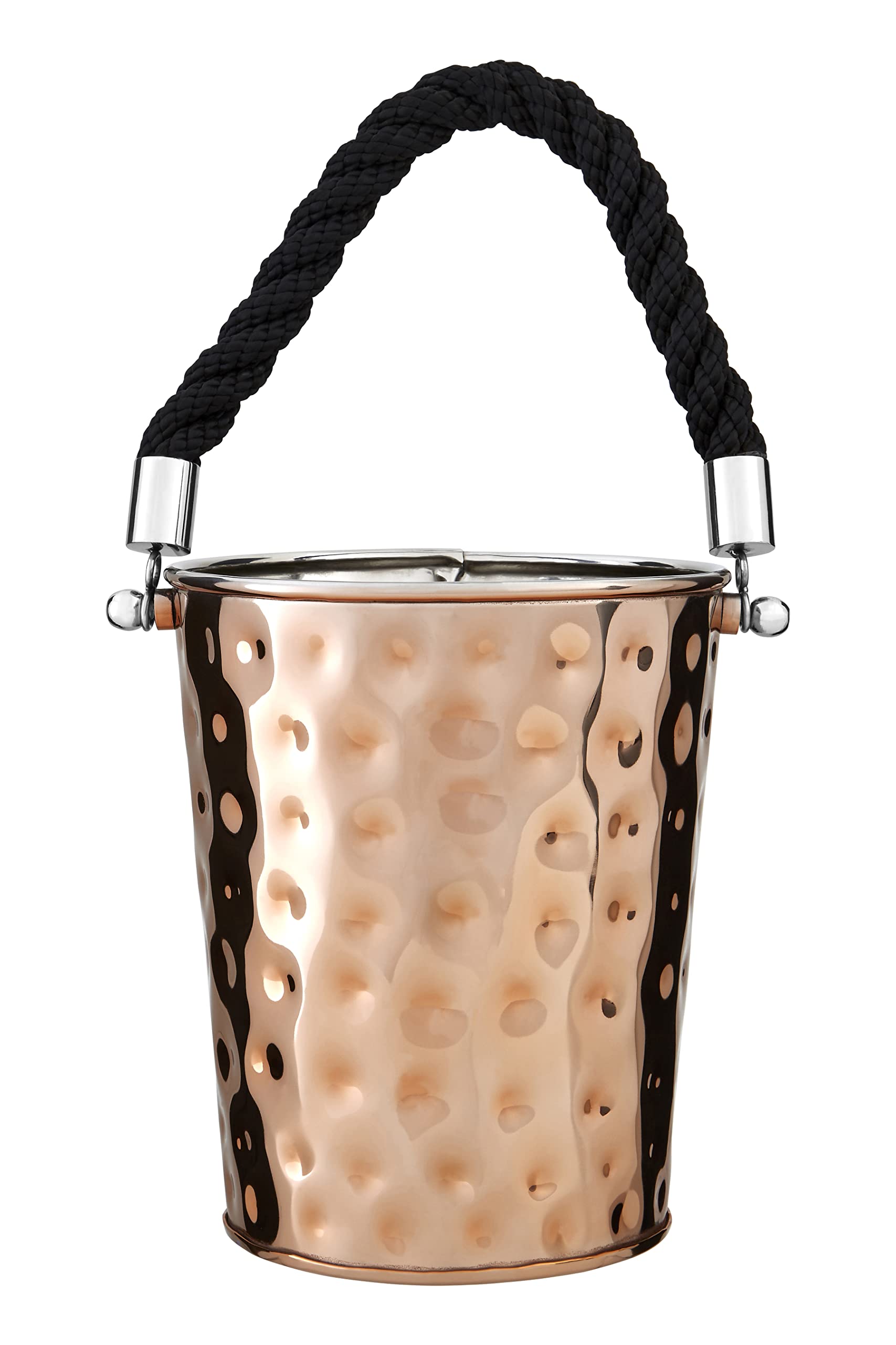 Miressa Party Bucket, Hammered Effect/Rope Handle, Copper Stainless Steel, Small