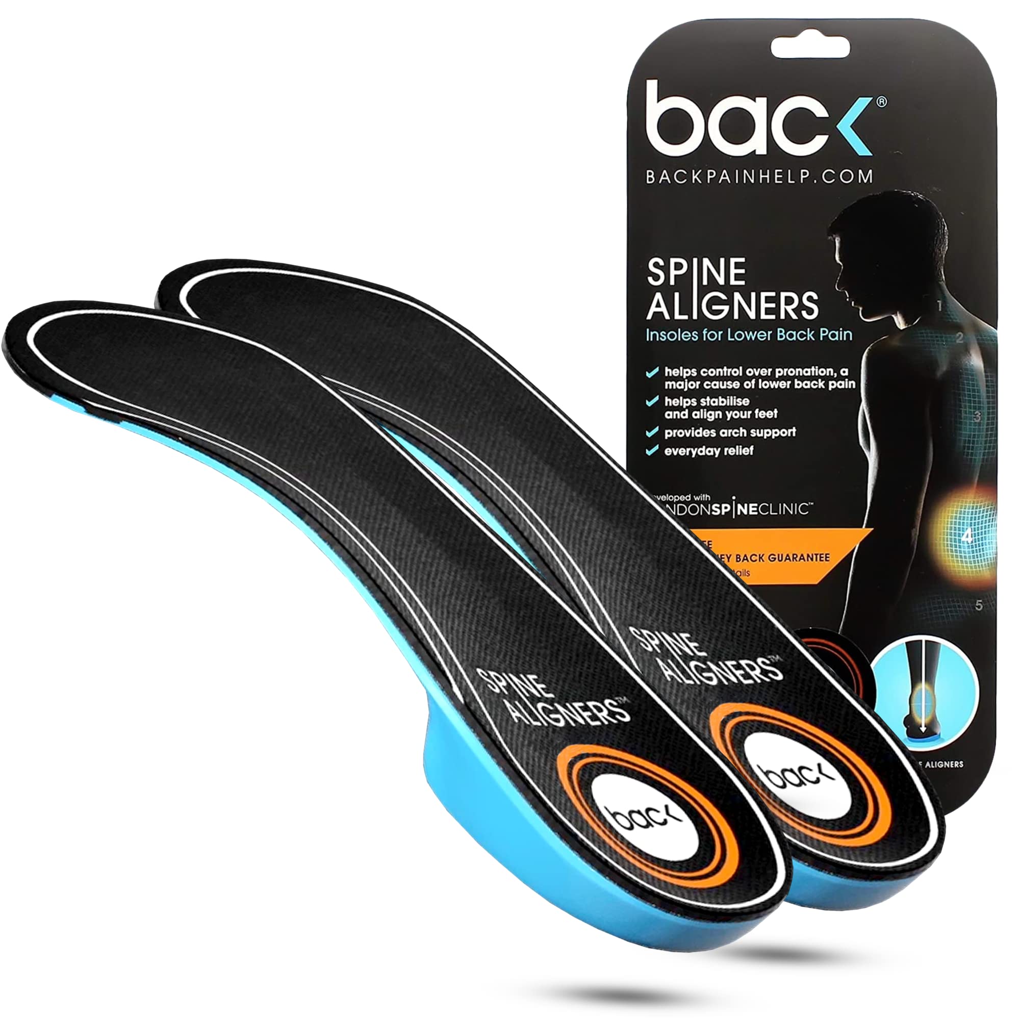 Back - Orthotic Shoe Insoles for Men and Women, Used for Plantar Fasciitis Support, Arch Support, Overpronation, Flat Feet, Standing, Walking, Running, High Arch Support (Small)