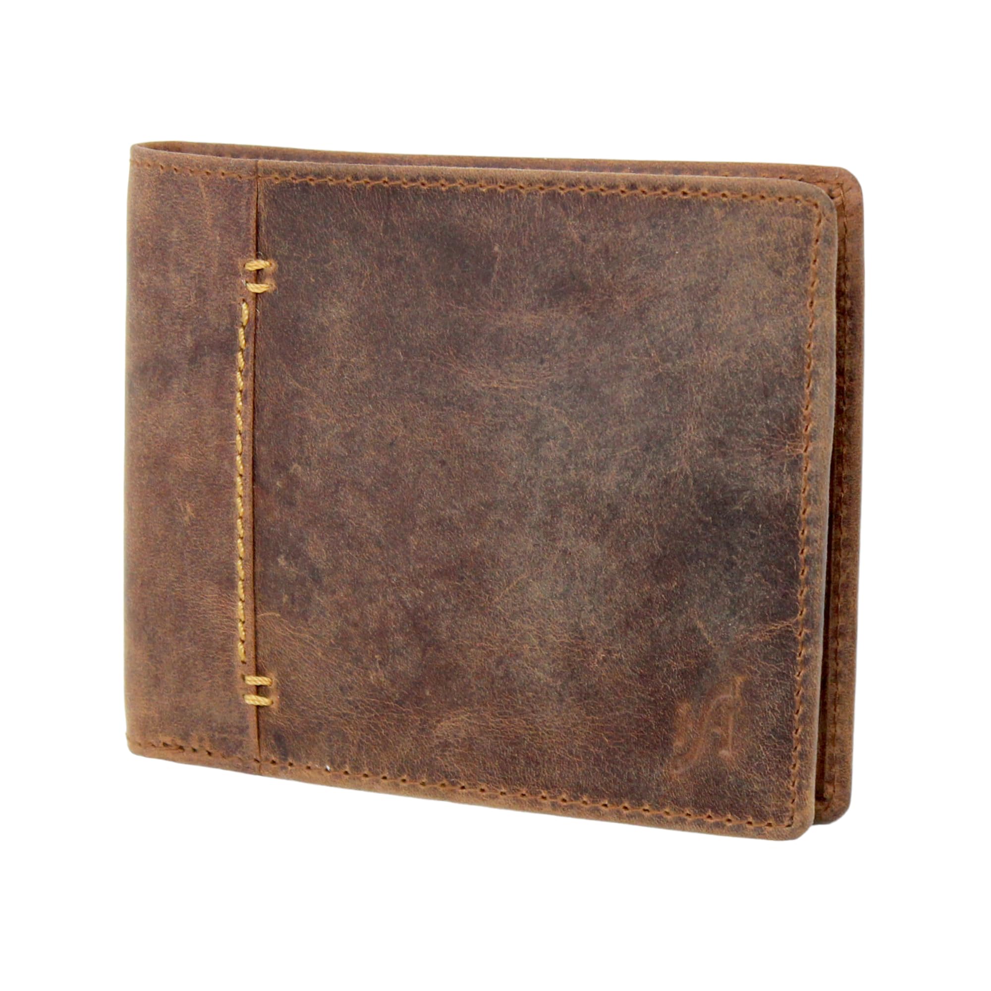 STARHIDE Mens RFID Blocking Small Bifold Distressed Hunter Leather Wallet 1050 Brown