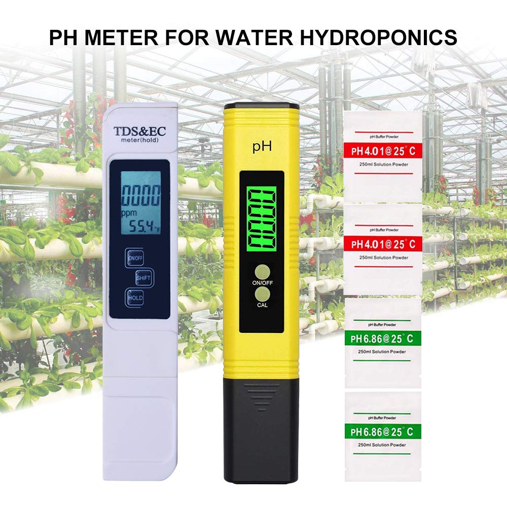 PPM Meter and pH Meter Combo, TDSECTemp(3in1) TDS Meter with 09999PPM Range and ±2