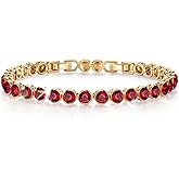 Birthstone Tennis Bracelet for Women – 14K Gold Plated Adjustable 6-7.5 Inch with Genuine Swarovski® Crystals, Hypoallergenic Handmade Jewelry Gift for Birthday, Wedding, Anniversary and Christmas