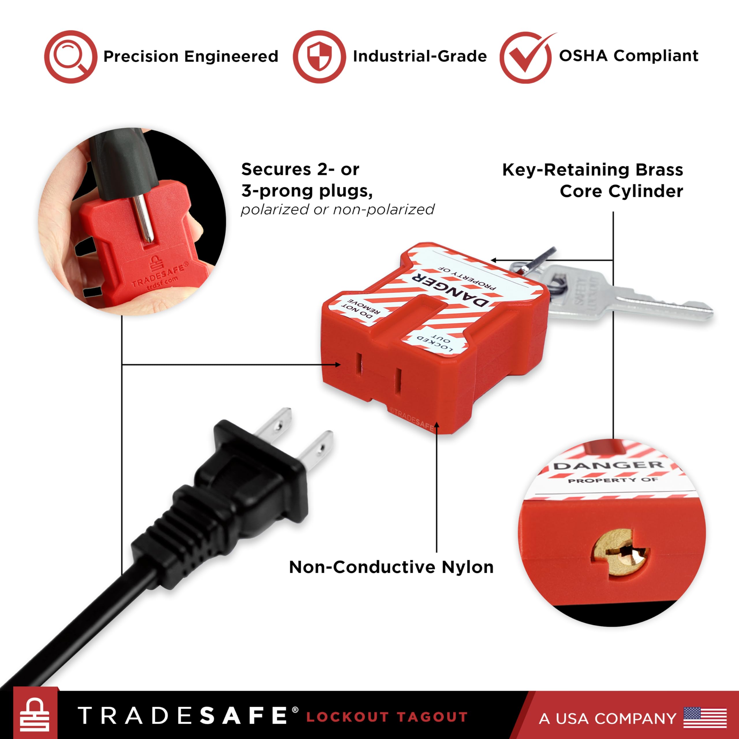 Secure Lock Power Cable Mua TRADESAFE Electrical Lockout Tagout Plug Lock - Power Cord Plug ...