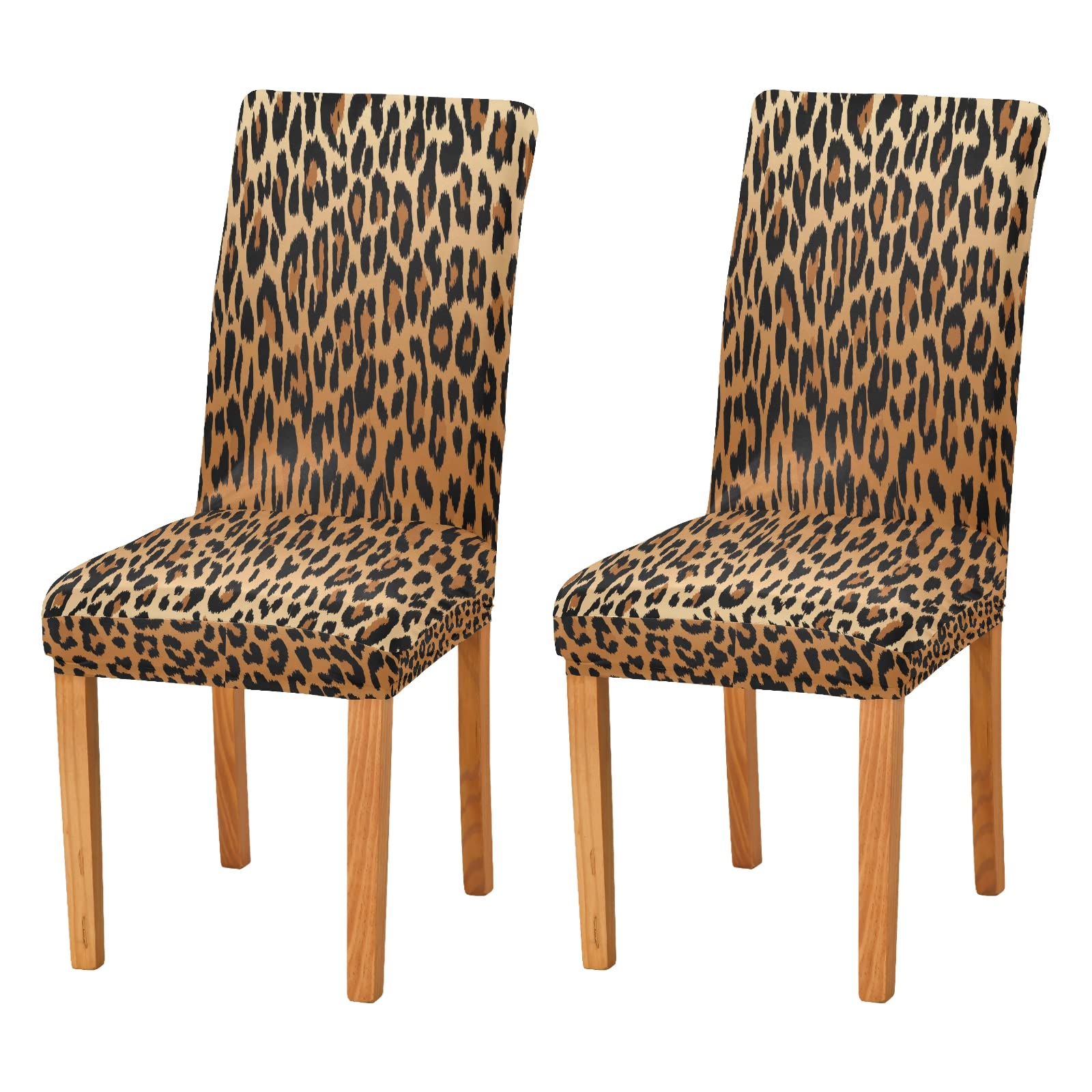 xigua Chair Covers 4 Pack,Dining Chair Slipcover Washable Removable for Kitchen,Hotel,Restaurant,Ceremony Protector-Fashion Colorful Leopard Animal Print