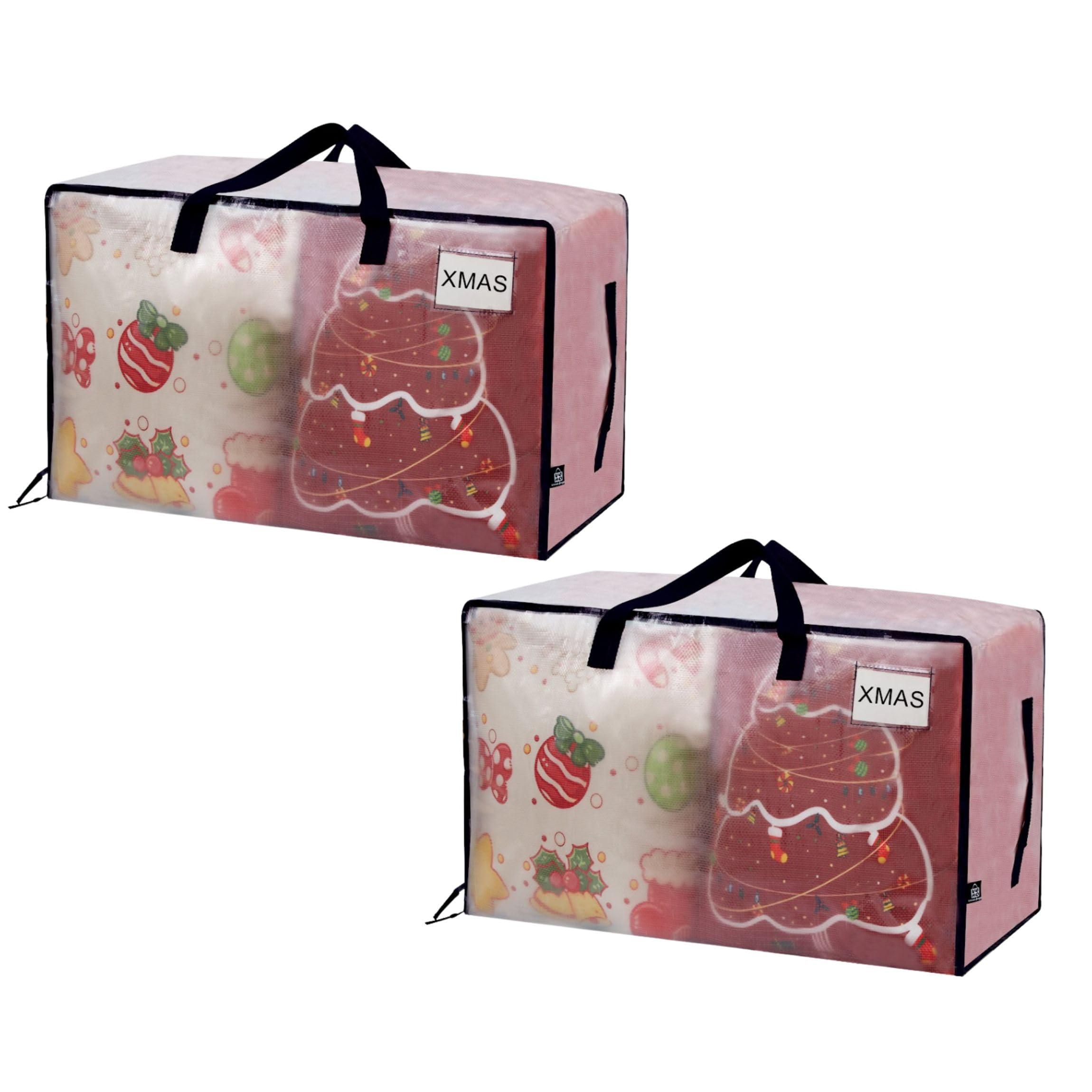 VENO 2 Pack Heavy-Duty Oversize Large Storage Bag Organizer with Zips and Tag Pocket for Moving, Clothes Storage, Laundry Bag, Packing, House Solutions, Sustainable, Water-Resistant (Clear, 2 Pack)