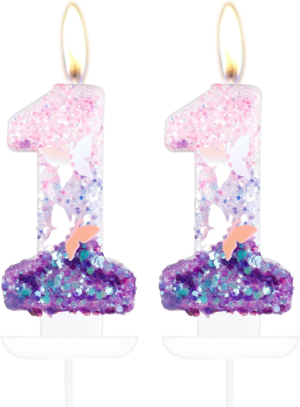 mciskin Butterfly Number 11 Candles Purple Pink Cake Topper 2 pcs