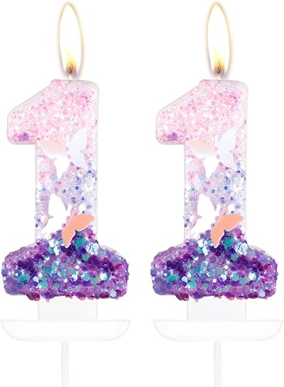 mciskin Butterfly Number 11 Candles Purple Pink Cake Topper 2 pcs