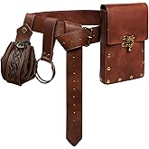 Belt Pouch Waist Bag Fanny Pack Steampunk Phone Holder Medieval Bag Leather Belt Renaissance Cosplay Costume Accessories (2Pouch-Brown)