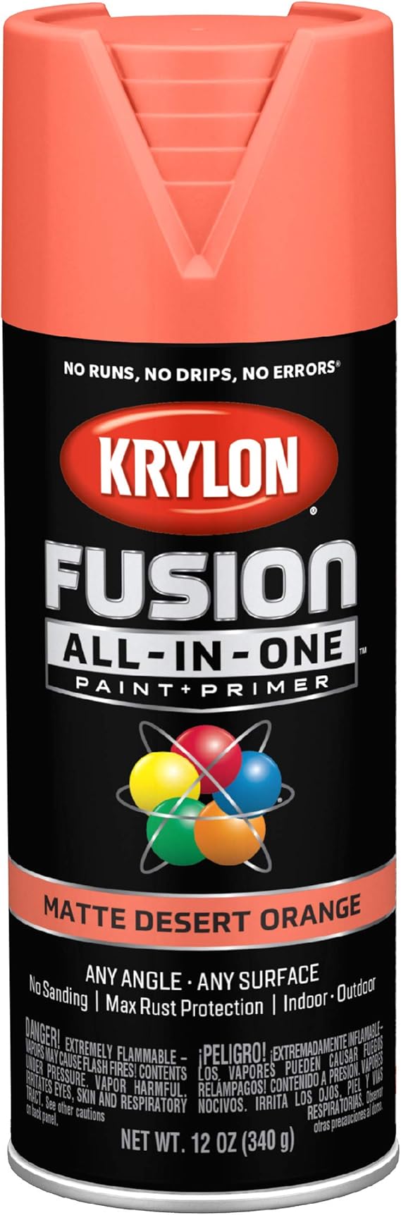 Krylon K02755007 Fusion AllinOne Spray Paint for Indoor/Outdoor Use, Matte Desert Orange