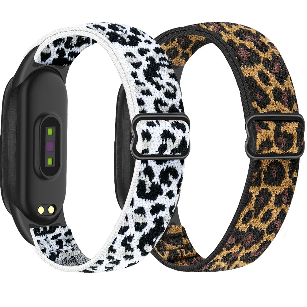 SHIJZWD Adjustable Elastic Watch Straps Compatible with Xiaomi Mi Band 7/6/5, Stretchy Nylon Sports Band Replacement Wristband for Men Women, 2 Pack — image 1