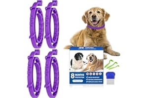PETS VV Purple Flea and Tick Prevention for Dogs, 4 Pack Dog Flea and Tick Collar with Plant Essential Oils, 8 Months Natural Flea Collar for Dogs