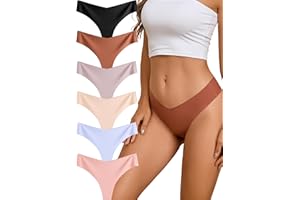 Take Talk Women’s Seamless Thong Underwear V-Waist No Show Panties Soft Stretch Sexy Thongs for Women 6 Pack
