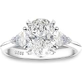 Oval CZ Engagement Ring for Women by Ginger Lyne 2 Carat Oval Cut 8A Cubic Zirconia in 925 Sterling Silver Solitaire with Side Stones Elegant Promise Ring or Bridal Jewelry Gift